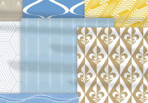 Pastel Colored Simple Geometric Seamless Pattern Collection