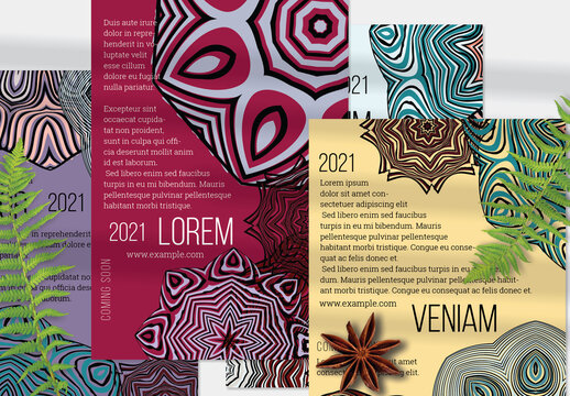 Flyer Layout with Mandala and Ethnic Tribal Lace Flower Elements