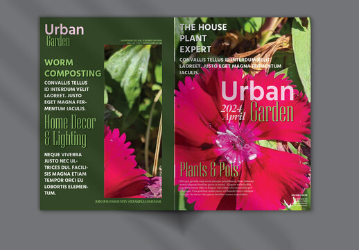Brochure Cover Layout with Urban Garden Pictures Earth Natural Organic Color Theme