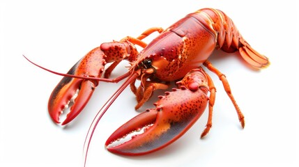 Close-up of a Cooked Lobster on White Background