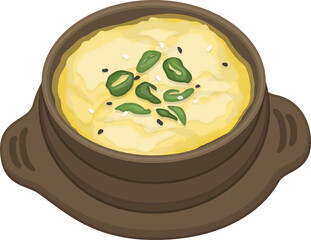 Illustration of Gyeran Jjim, Korean Steamed Eggs