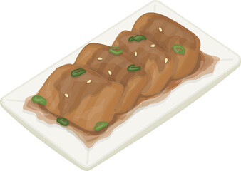 Illustration of Dotorimuk, Korean Acorn Jelly