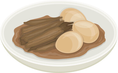 Illustration of Jangjorim, Korean Braised Beef with Quail Eggs