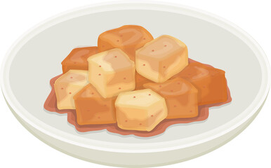 Illustration of Kkakdugi Kimchi, Korean Diced Radish Kimchi