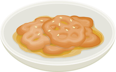 Illustration of Yeongeun Jorim, Korean Braised Lotus Roots