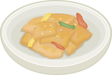 Illustration of Eomuk Bokkeum, Korean Stir Fried Fish Cake