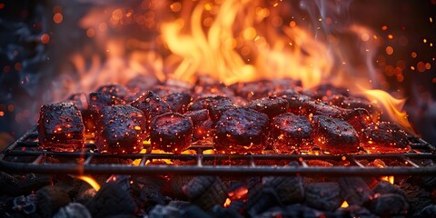 cartoon coals grill fire hot bbq glowing or burn heat wood coal.illustration