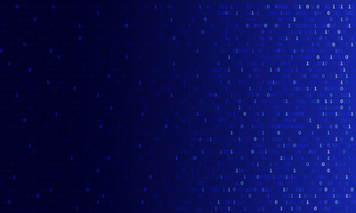 Technology blue binary digital data software programming code random concept matrix background vector