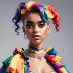 Fototapeta premium Estilo y Orgullo: Chica con Outfit para el Pride