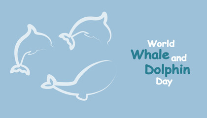 World Whale and Dolphin Day. Template for background, banner, card, poster with text. Vector illustration.