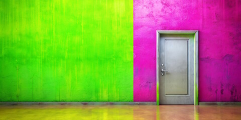 Door on Empty Old Wall with cracked plaster background , old desing, minimalism, copy space