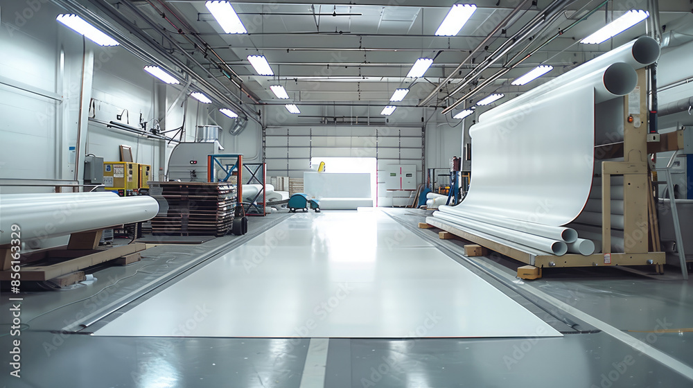 Poster Large scale printing operation. Generative AI.