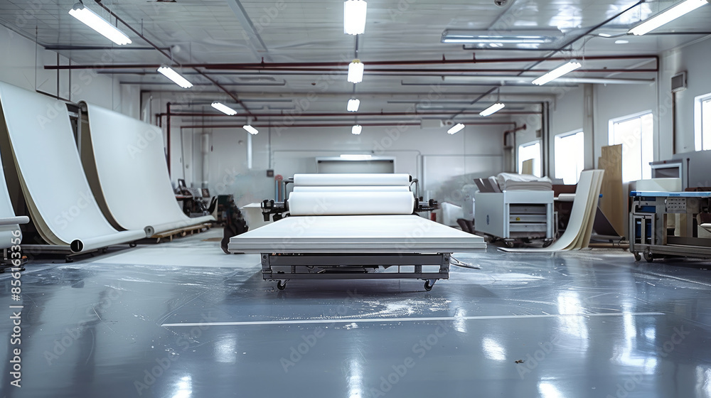 Poster Large scale printing operation. Generative AI.
