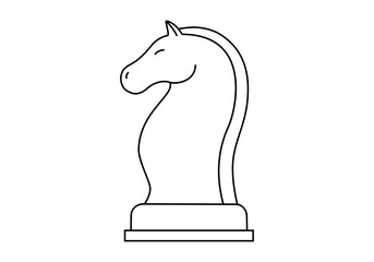 Hand drawn cute outline illustration of knight. Flat vector chess figure line art doodle. High ambitions. Strategy or intelligence icon. Success in competition. Tactic thinking. Board game. Isolated.