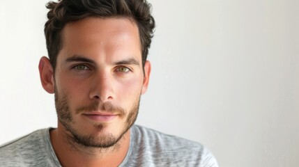 Fototapeta premium A captivating portrait of a man with a captivating gaze, capturing attention effortlessly. isolated white background