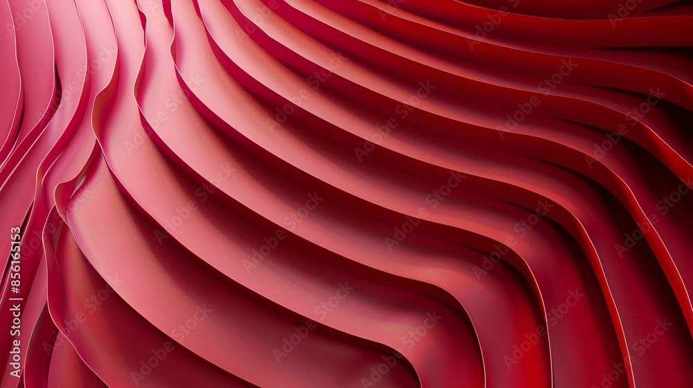 Poster 3d rendering of abstract background with smooth wavy lines in orange colors, background design green