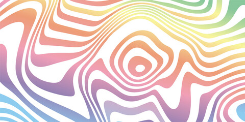 Psychedelic vortex pattern. Abstract rainbow background in style of the 60s, 70s for design of covers, presentations, and website elements. Disco music style