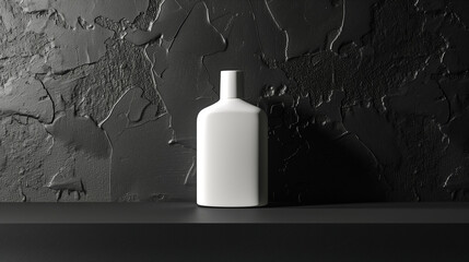 Mock up white abel perfume bottle on black table, natural light background, Ai generated Images