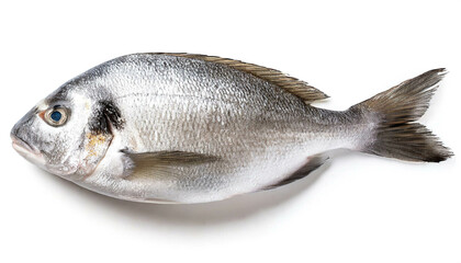 Dorade isoliert auf weißen Hintergrund, Freisteller Draufsicht