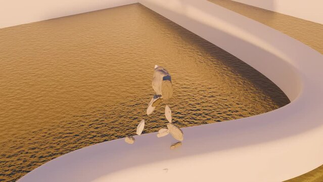 Rock golem disintegrating while walking animation