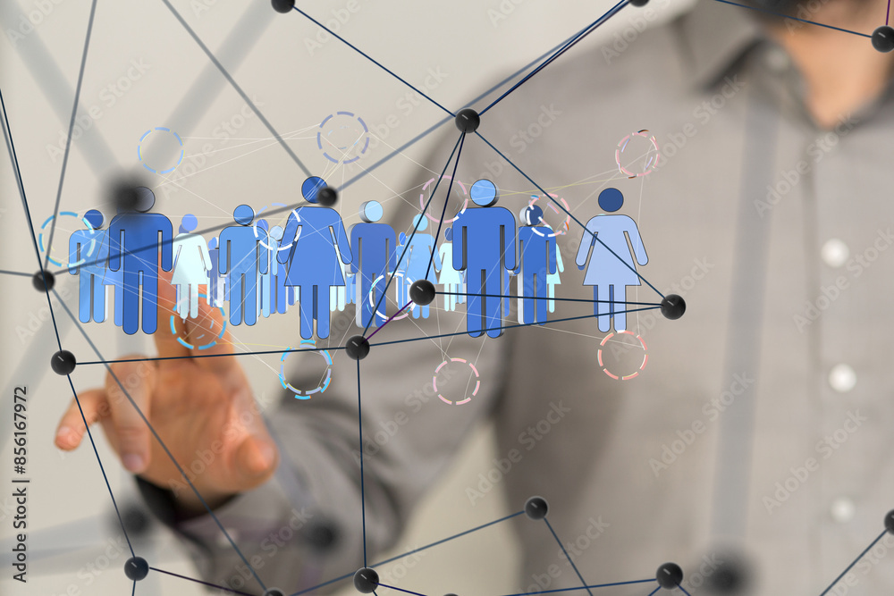 Poster Global network. Blockchain. 3D illustration. Neural networks and artificial intelligence. Abstract  3d