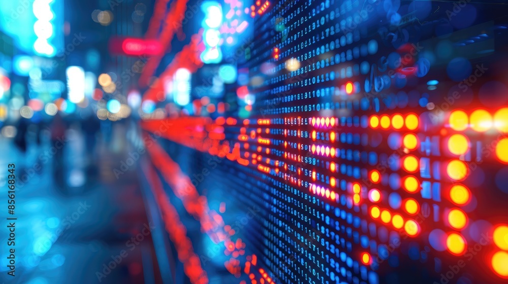 Aufkleber Stock Market numbers and things moving from in diagonal corner to corner. Generative AI.