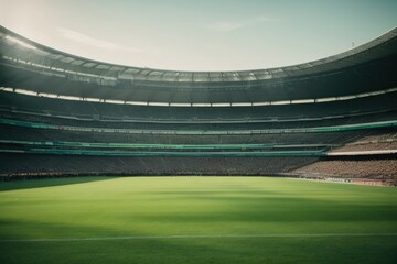 huge rugby stadium with fans and green grass