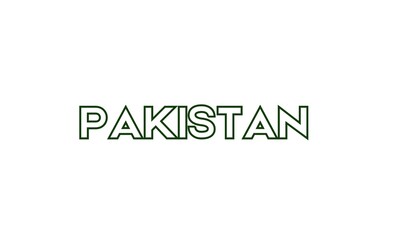 High-quality image of the word 'Pakistan' in bold green text on a clean white background. Ideal for patriotic projects, cultural themes, and educational purposes.