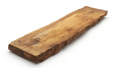 A long plank of wood on a white background