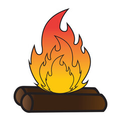 Campfire , Bonfire vector symbol. Fire symbol, icons. Fire icon, silhouette. Bonfire vector, icon, logo design on white background. Vector illustration of bonfire, campfire,