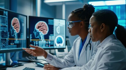Fototapeta premium Medical professionals analyzing brain scans