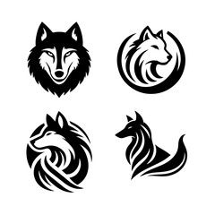 Elegant minimalist style Wolf logo silhouette with white background