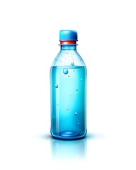 Naklejka premium A bottle of water with a blue cap on white background