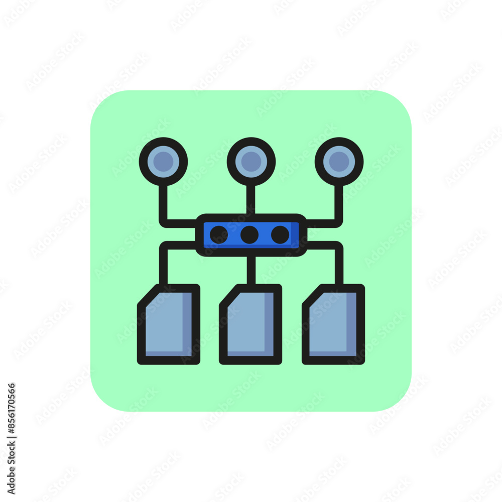 Poster data structure line icon. memory storage, network structure, circuit board part. app development con