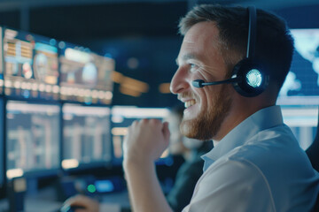 Professional man in a control room setting