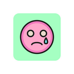Crying emoticon line icon. Sadness, unhappy, depression. Emoticon concept. Can be used for topics like emotion, social networking, chat