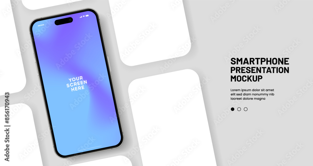Poster Realistic smartphone mockup. Mobile phone vector with isolated on white background. Device front view. 3D mobile phone with shadow. Realistic, high quality smart phone mockup for ui ux presentation.