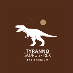 vintage hipster dinosaur, tyrannosaurus rex logo vector silhouette art icon