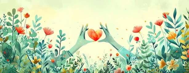 Volunteer appreciation template with heartwarming elements and plenty of copy space