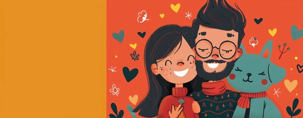 Cute pets and owners template with heartwarming graphics and clear areas for text