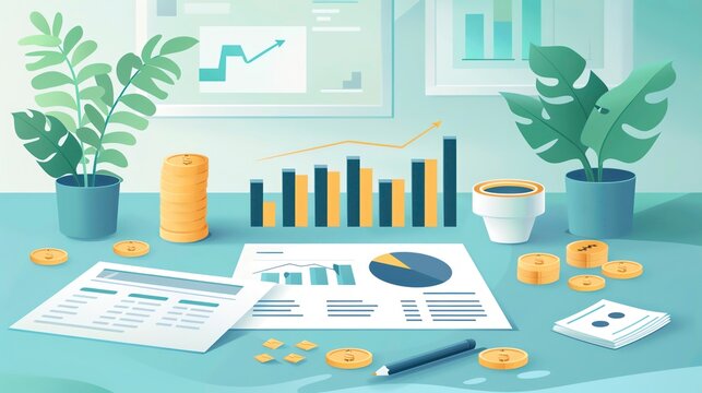 Debt consolidation template with financial graphics and plenty of copy space