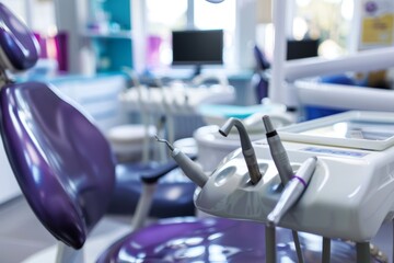 Fototapeta premium Modern Dentist Office Focusing on Teeth Whitening Section with Professional Equipment