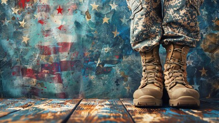 Military homecoming template with patriotic graphics and plenty of copy space