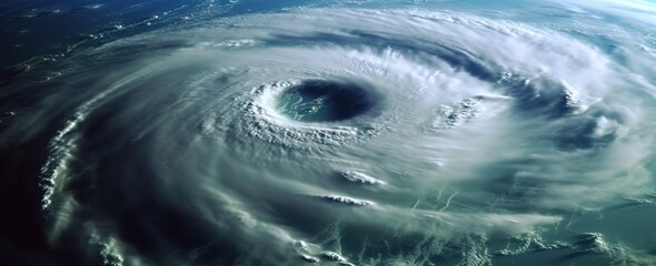 a very powerful hurricane seen from space, seen as an earth element in the shape of eye on its center. 
