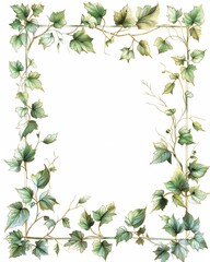 Fototapeta premium Elegant botanical frame with green leaves, perfect for invitations or greeting cards, offering a natural and sophisticated touch.