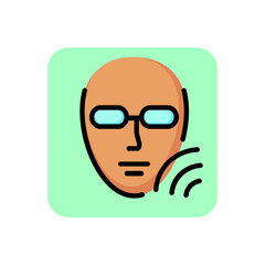 Photo cosmetology line icon. Human, face, eyewear. Beauty care concept. Can be used for topics like rejuvenation, therapy, epilation