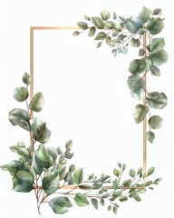 Fototapeta premium Elegant botanical frame with green leaves, perfect for invitations, cards, and nature-themed designs.
