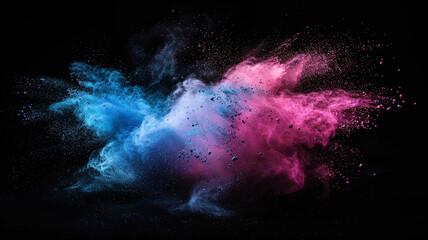 Fototapeta premium Multicolored explosion of powder paint isolated on black background.