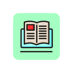 Tutorial line icon. Ebook, study guide, computer. Online education concept. Can be used for topics like distance courses, training, homework.