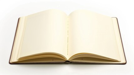 Isolated white background with empty notebook